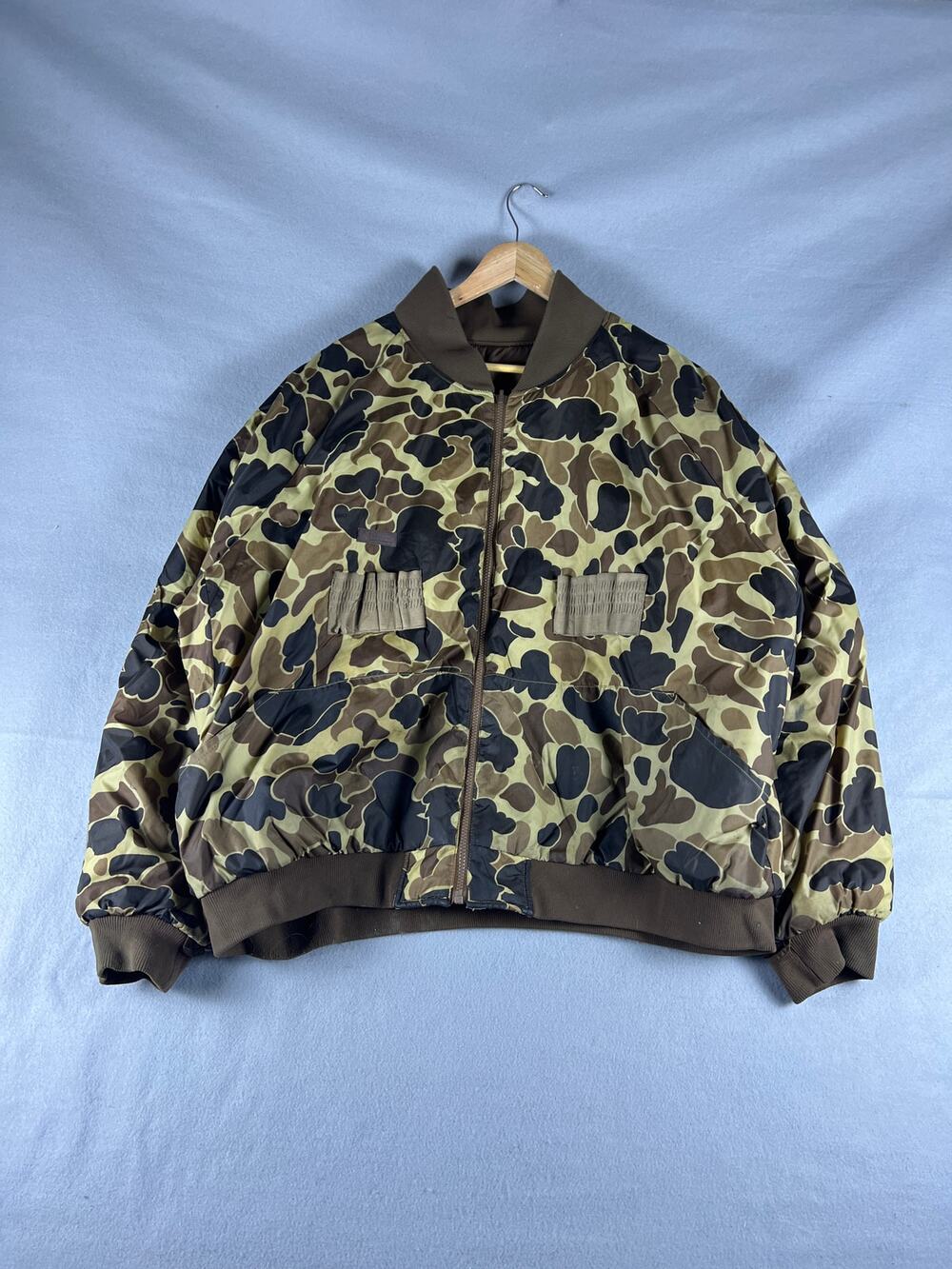 Vintage Columbia Bomber Jacket Mens 2XL Reversible Camo Duck Hunting Sport Retro